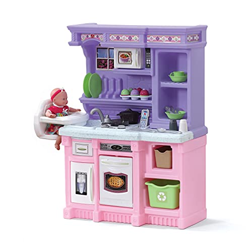 Step2 Little Baker's Kitchen, Kids Playhouse with Kitchenette, Interactive Playset with Sounds, for Toddlers 2+ Years Old, 30 Piece Toy Accessories, Pink/Purple