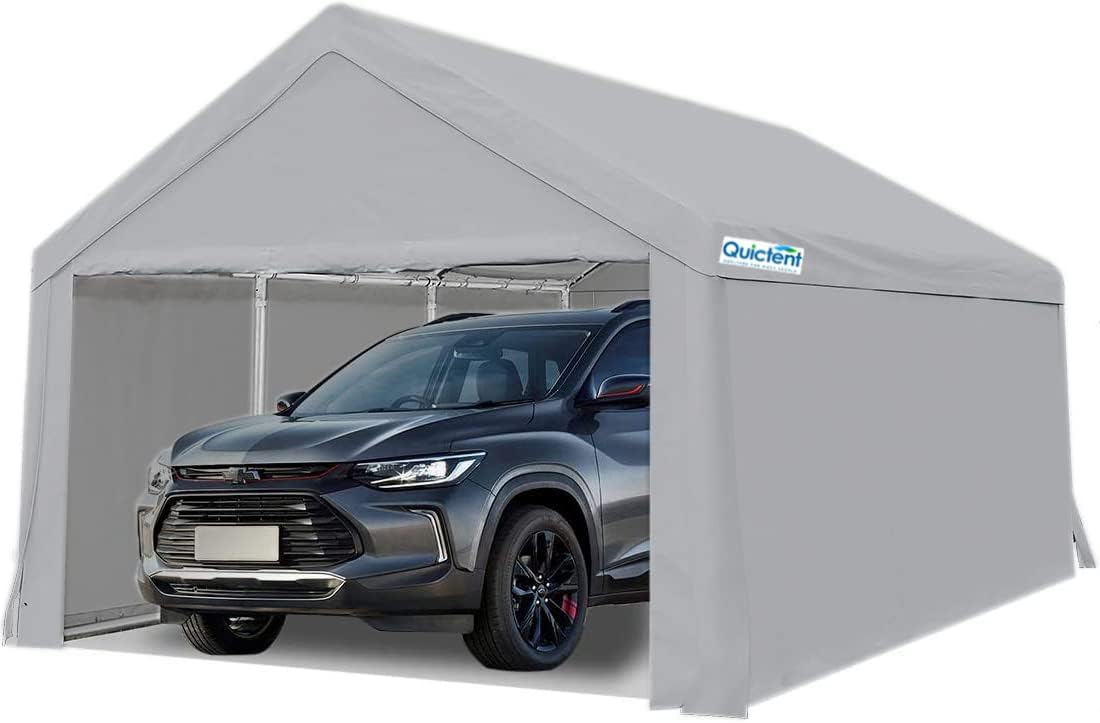 Quictent 10’x20’ Heavy Duty Car Canopy Carport Galvanized Car Shelter with Reinforced Steel Cables and Ground Bars