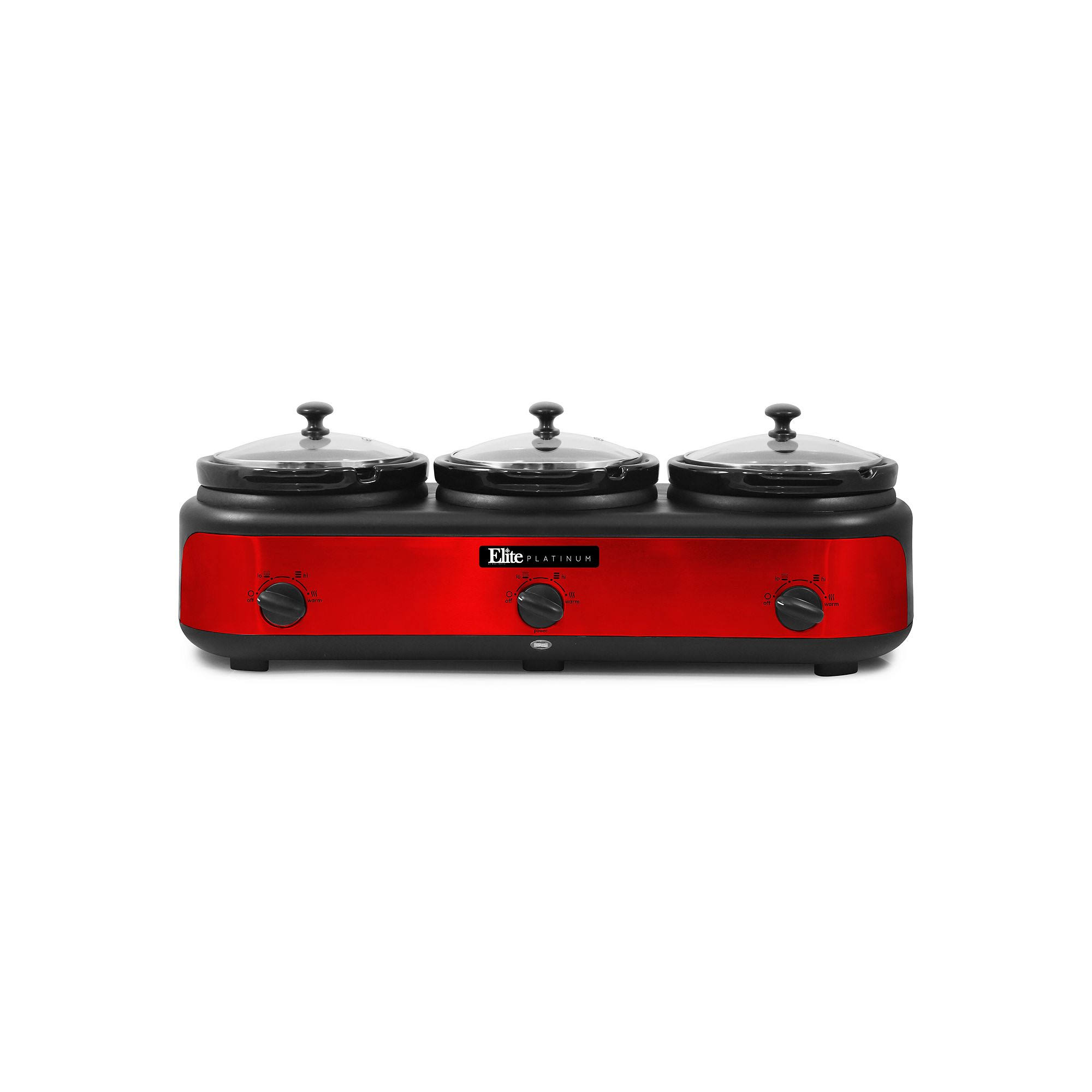 Elite Platinum Triple Slow Cooker Buffet, Red
