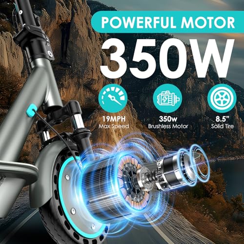 Electric Scooter for Adults, 19Mph, 15/21 Miles Range, Aluminum Alloy E-Scooter with 8.5" Honeycomb Tire, Foldable Escooter with Dual Braking System and App Control