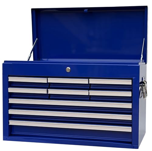 Workington Professional Industrial Portable Metal Tool Chest with 9 Drawers, 26" 9-Drawer Tool Chest Cabinet with Ball Bearing Drawer Slides, Steel Tool Storage Box Organizer 4016 Black