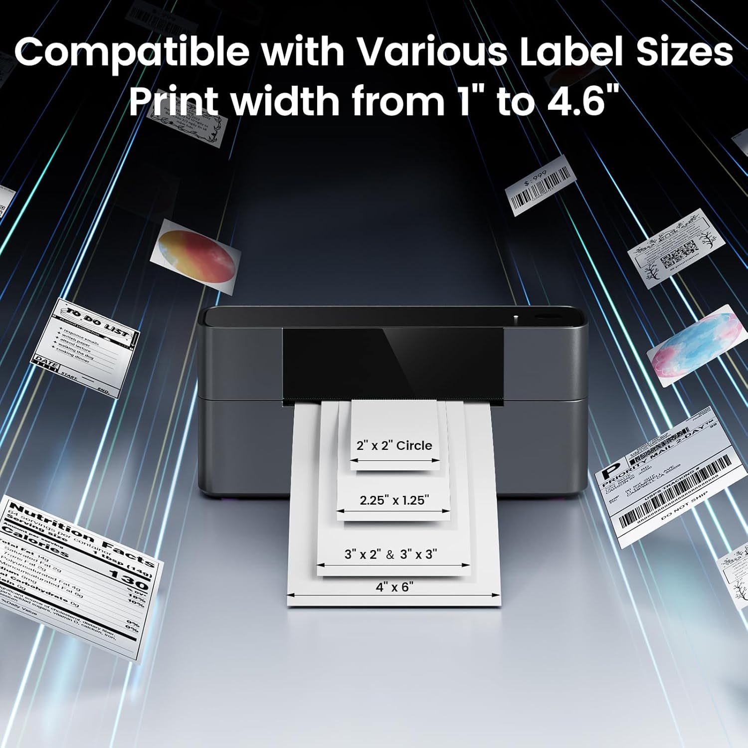 Phomemo Bluetooth Thermal Label Printer, 4x6 Thermal Shipping Label Printer for Small Business, 245-BT Bluetooth Shipping Label Printer for Shipping Packages, Compatible with iPhone, USPS, Amazon