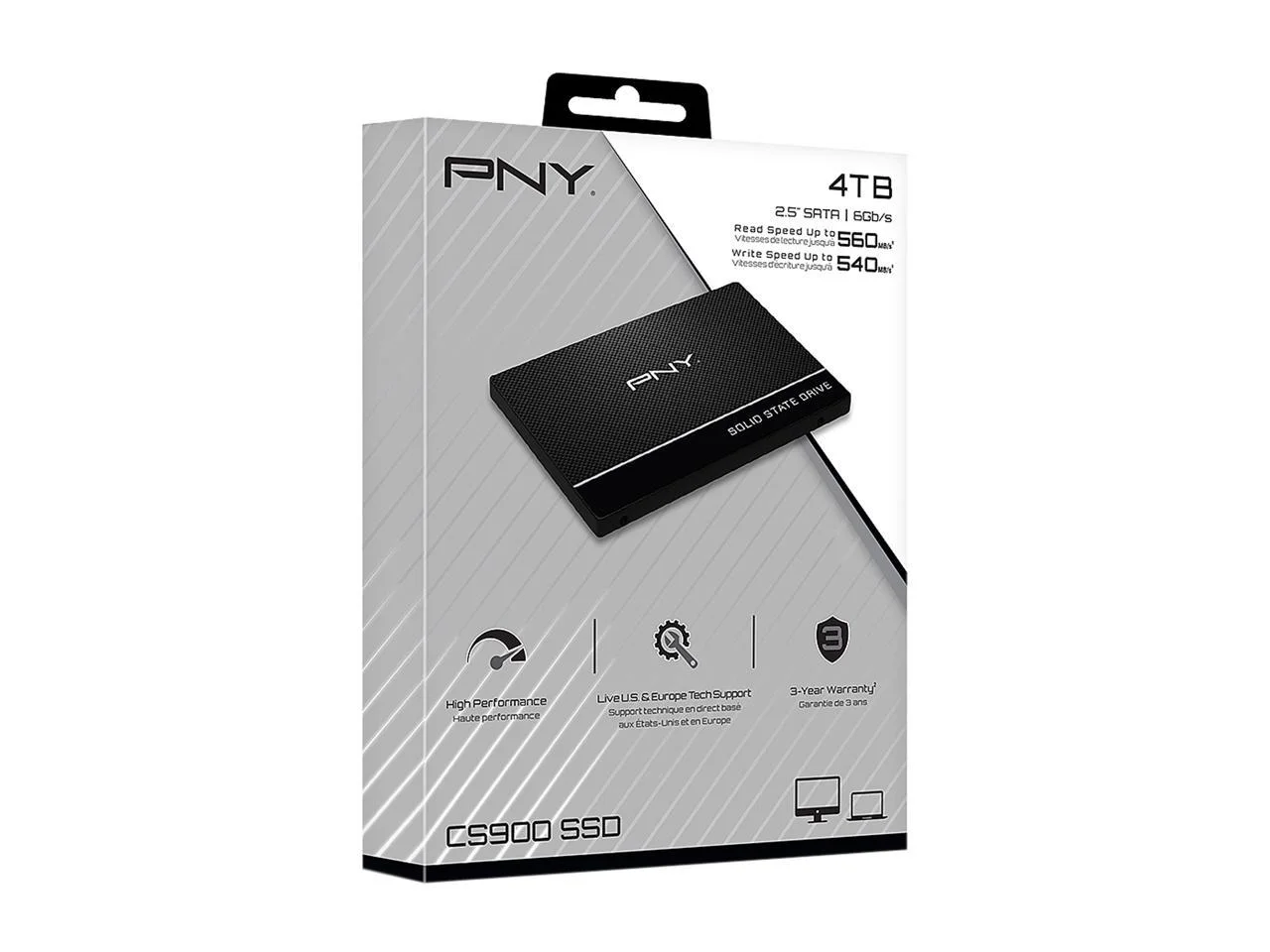 PNY CS900 2.5" 4TB SATA III 3D NAND Internal Solid State Drive (SSD) SSD7CS900-4TB-RB