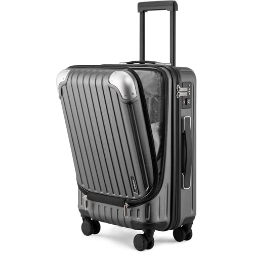LEVEL8 Grace Carry on Luggage Airline Approved, 20 Inch Expandable Hardside Suitcases with wheels, Abs+Pc Harshell Spinner Luggages with Tsa Lock, Red