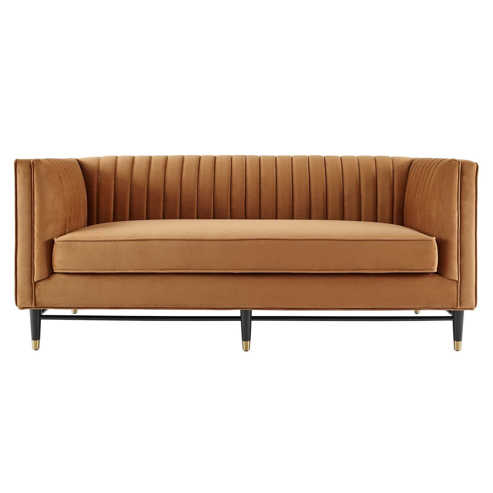Devote Channel Tufted Performance Velvet Loveseat - Gray