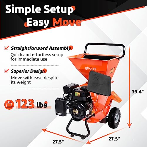 3 in 1 Wood Chipper Shredder Mulcher, 7 HP 212cc Heavy Duty Gas Powered, 3" Inch Max Wood Diameter Capacity, 2 Hoppers Multi-Function with Large Cutting Disc, Included Debris Bag