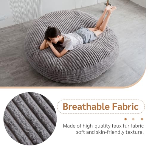 BYBYME 3 in 1 Bean Bag Chairs, Bean Bag Bed for Adults High-Density Foam Filling, Convertible Sofa Bed Faux Fur, Giant Bean Bag Chairs for Adults