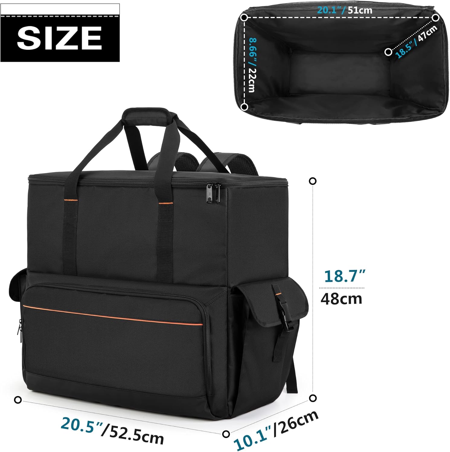 Trunab Computer Desktop Tower Carrying Case, PC Backpack for Computer Main Processor Case, Keyboard, Cable and Mouse, Earphone, Bag Only, Black