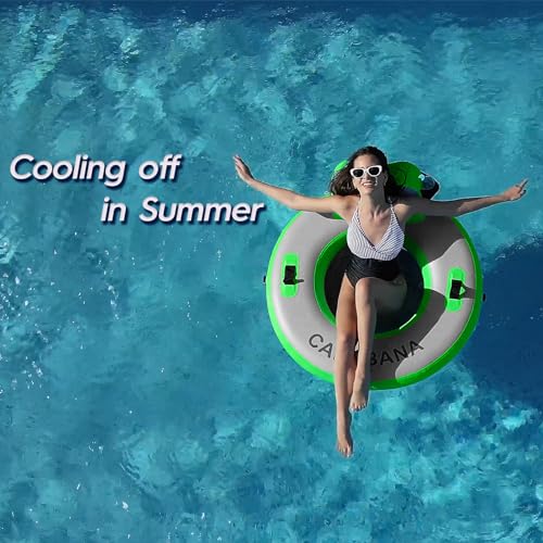 Round Floating Ring Inflatable Water Hammock Heavy Duty River Floats Lake Raft for Adults Tanning Pool Lounger Float Island Platform Pad Mat for Party