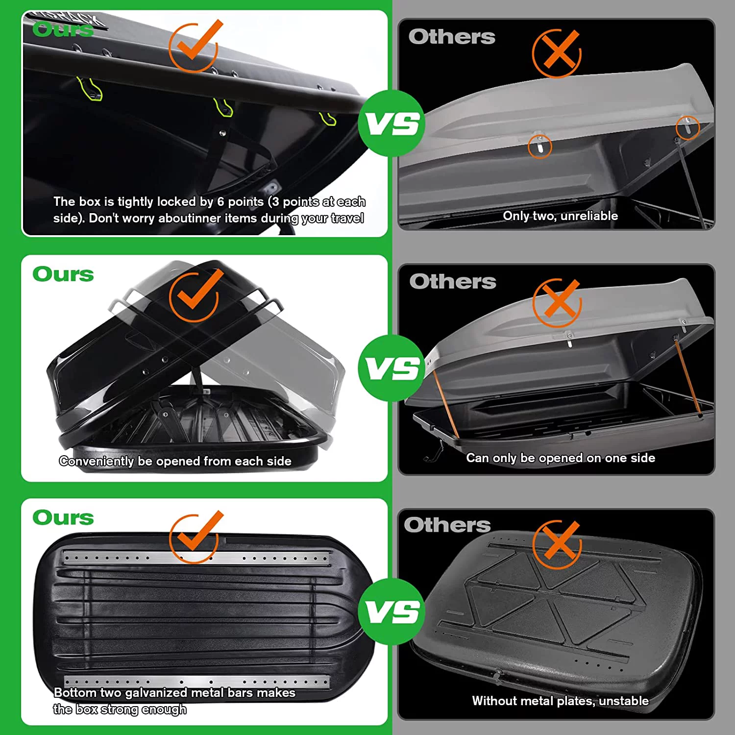 Large Hard Shell Carriers Rooftop Cargo Box with Key Lock 62 (L) x 31 (W) x 15(H) 15 Cubic Feet, Waterproof Heavy Duty Universal Roof Rack Tool-Free Install, Black