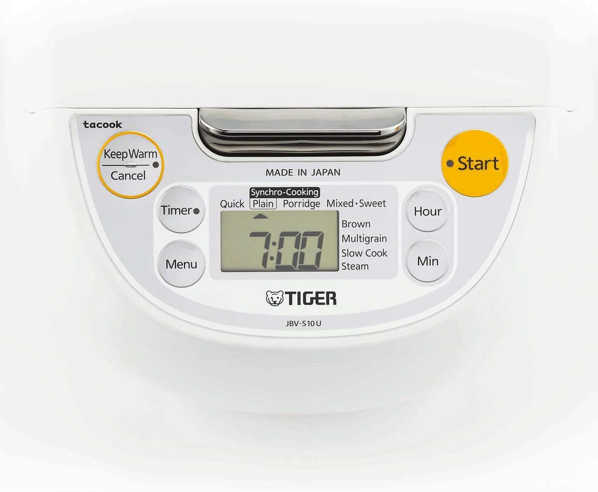 Tiger Japan Made Synchro-Cooking 5.5-Cup Micom Rice Cooker and Warmer with 10 Cooking Menu Settings, Stainless Steel Non-Stick Inner Pot and Tacook Cooking Plate, Lets you Cook Rice and Main Dish at the Same Time