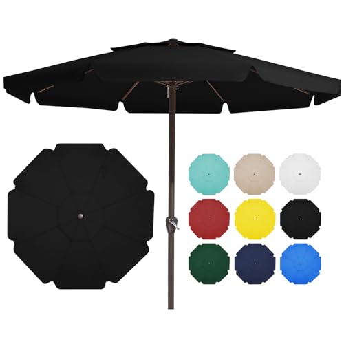 JEAREY 12FT 2-Tiers Patio Umbrellas Outdoor Large Market Umbrella With Crank Lift System No Tilt 8 Sturdy Ribs UV Protection Waterproof Sunproof Black