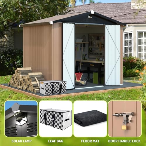 Metal Storage Shed,Outdoor Storage Building 10x12,Large Backyard Sheds with Lockable Doors,Waterproof Outside Storage Shed