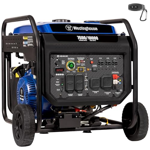 Westinghouse 11000 Peak Watt Tri-Fuel Portable Inverter Generator, Remote Start, Transfer Switch Ready, Gas/Propane/Natural Gas Powered, Low THD, Safe for Electronics, Parallel Capable, CO Sensor