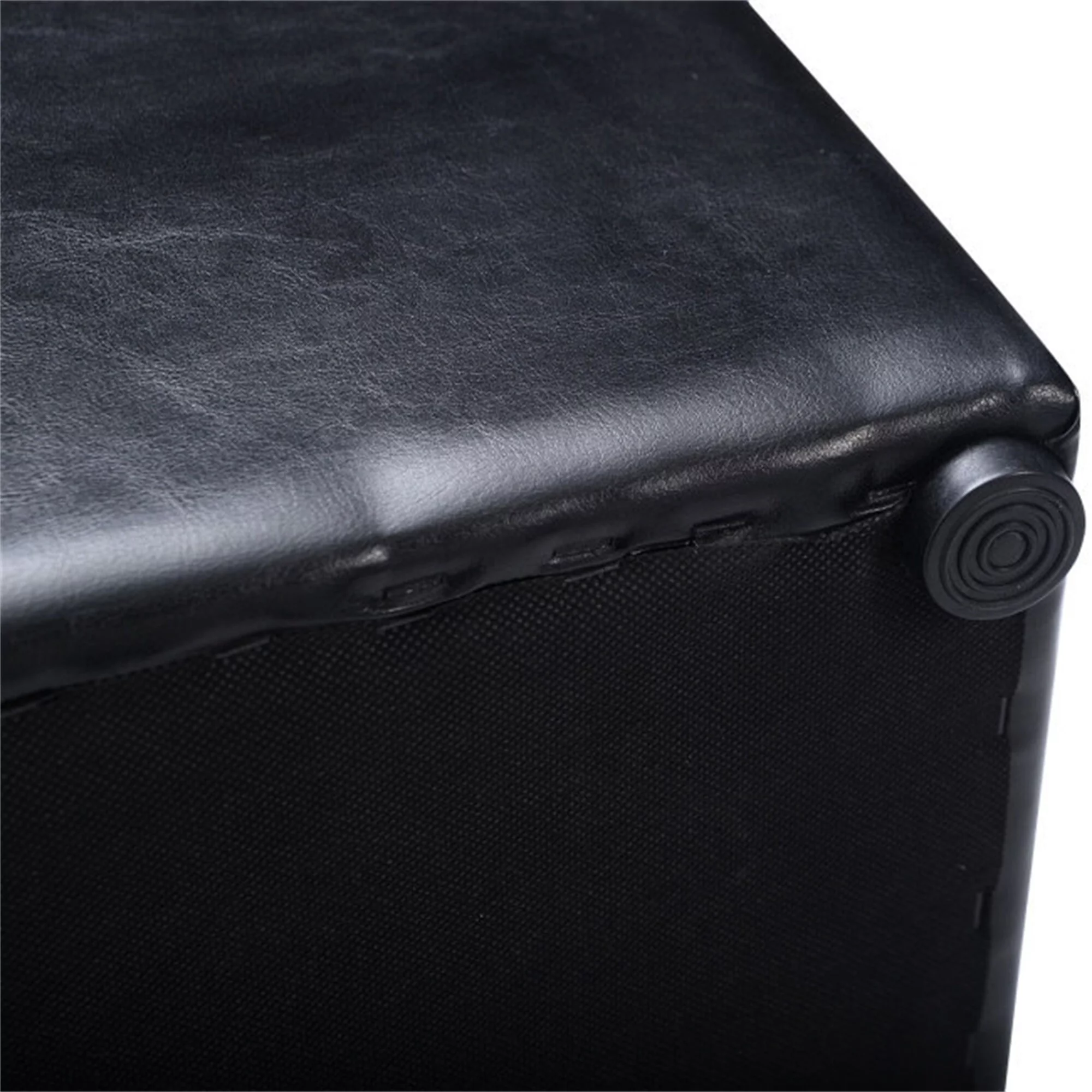 BESTCOSTY Ottoman Pouffe Storage Box Lounge Seat Footstools 16 Inch PU leather Black