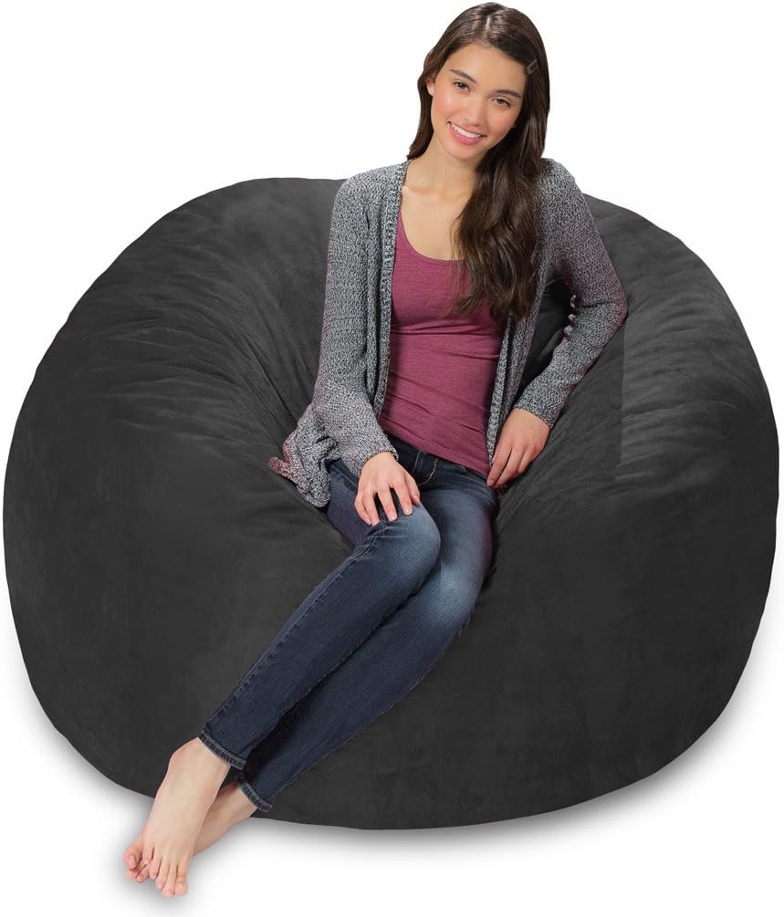 Memory Foam Bean Bag Chair, Charcoal Micro Suede