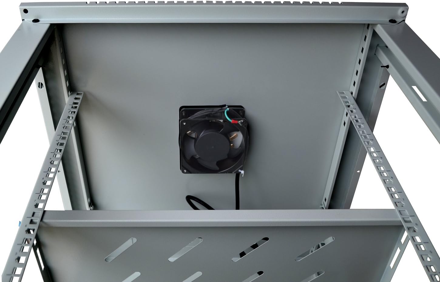 Sysracks 18U Wall Mount Gray IT Network Av Data Server Rack Cabinet Enclosure 24 Inch Depth - 2 Shelves - 8-Way PDU - Fan - Casters - Hardware