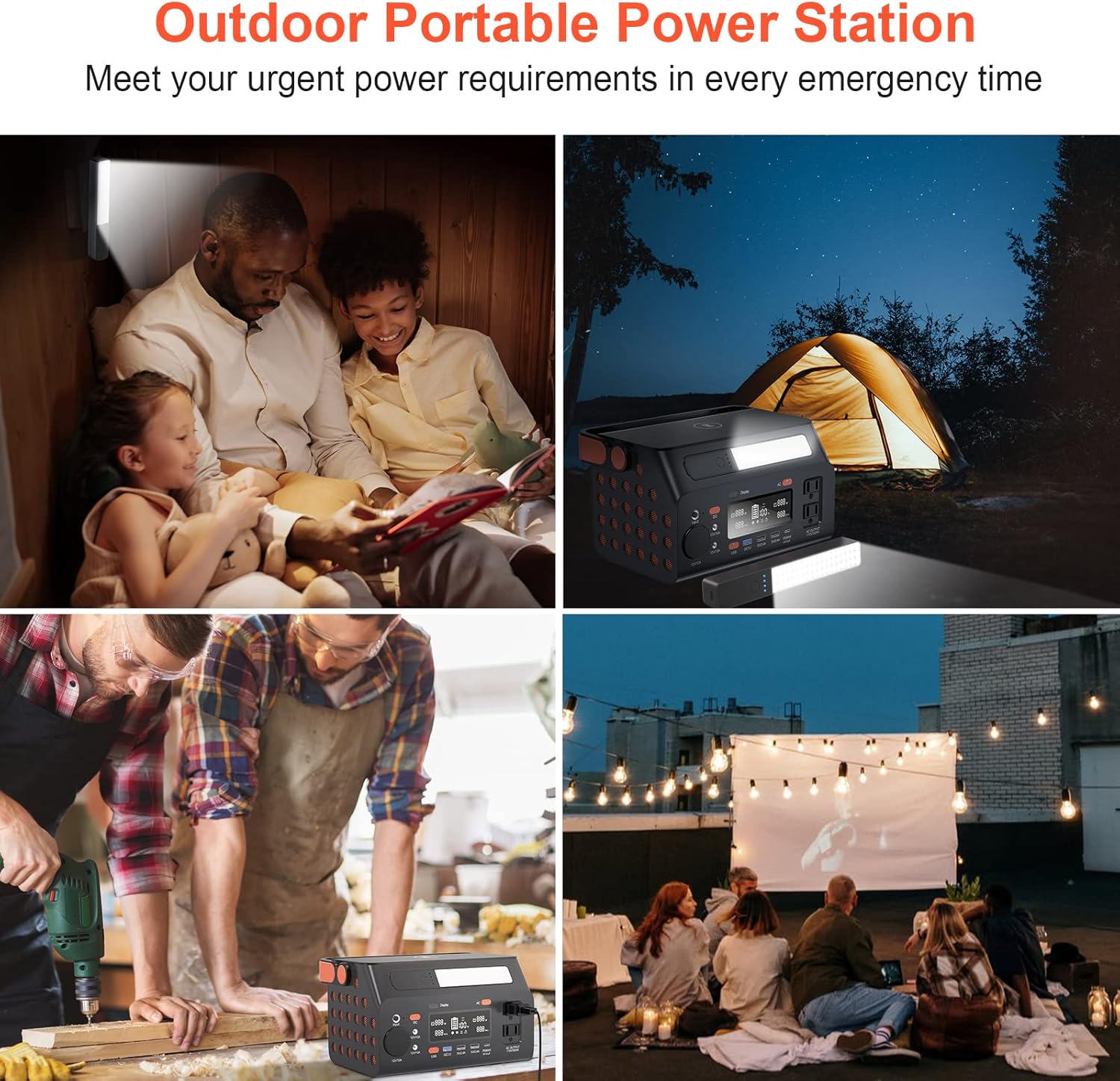 Portable Power Station, 80000mAh/296Wh Outdoor Generator with AC Outlet/DC Ports/USB Ports, Jueyue 300W Backup Battery Pack Power Supply for CPAP Outdoor Camping Adventure Load Trip Emergency