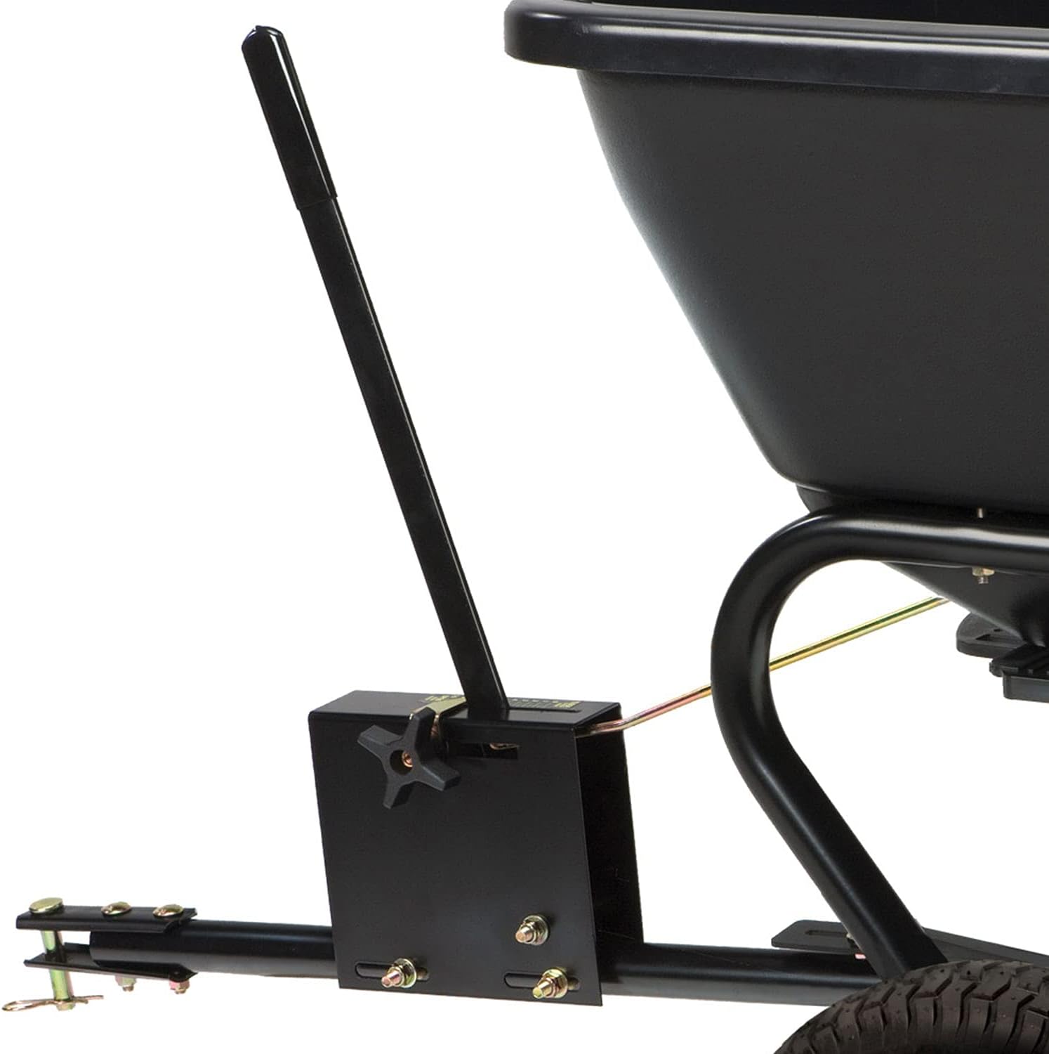 Brinly BS26BH-A Tow Behind Broadcast Spreader with Weatherproof Cover and Universal Hitch, 125 lb.
