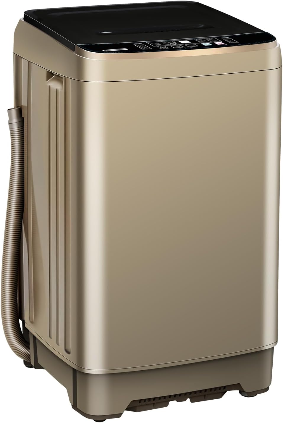 Full Automatic Washing Machine with LED Display, 10 Programs & 8 Water Levels Selections, 15.6Lbs for Home, RV, Camping, Apartment, Dorm - Gold