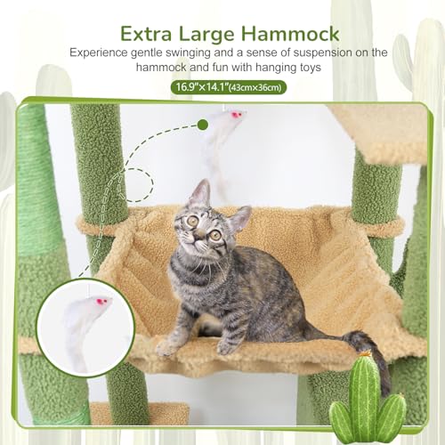 Globlazer Heavy Duty Cat Tree, 70 inch Sturdy Cat Tree for Indoor Cats Extra Large Cat Tower with Scratching Post, Hammock, Cat Condo for Adult Cats Kittens, F70 Pro, Light Grey