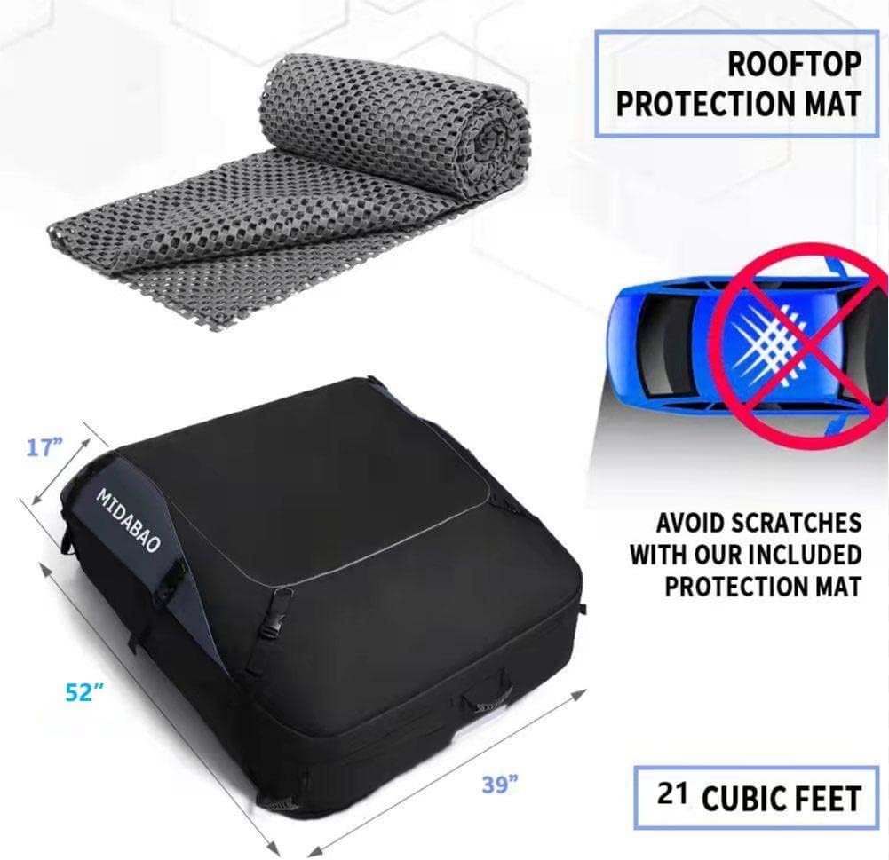 Thickened 21 Cubic Waterproof Duty Car Roof Top Carrier-Car Cargo Roof Bag Car Roof Top Carrier ，Includes Anti-Slip Mat