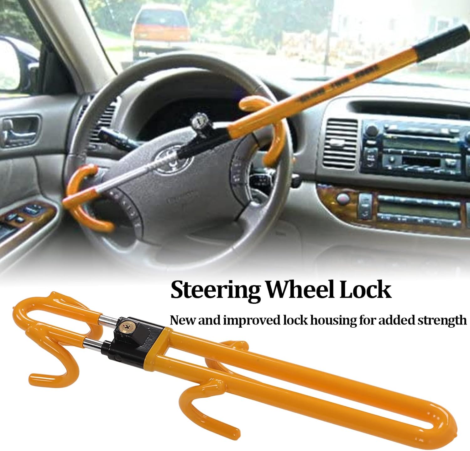 Twin Hooks Steering Wheel Lock Antitheft Locking Devices Universal Anti Theft Wheel Lock for Cars Trucks Vans