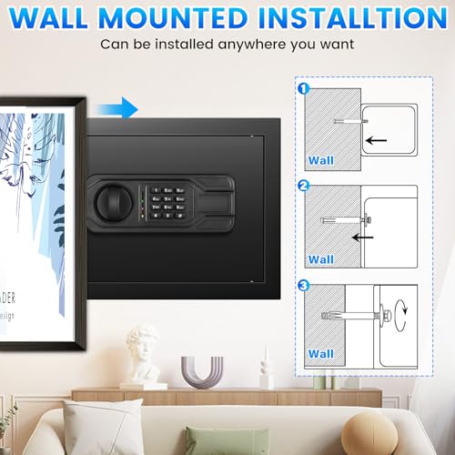 2.5 Cu ft Large Safe Box, Steel Security Home Safe with Programmable Keypad Lock and Removable Shelf, Money Safe with Mute Function & Alarm System, Document Safes for Home Business Office USE