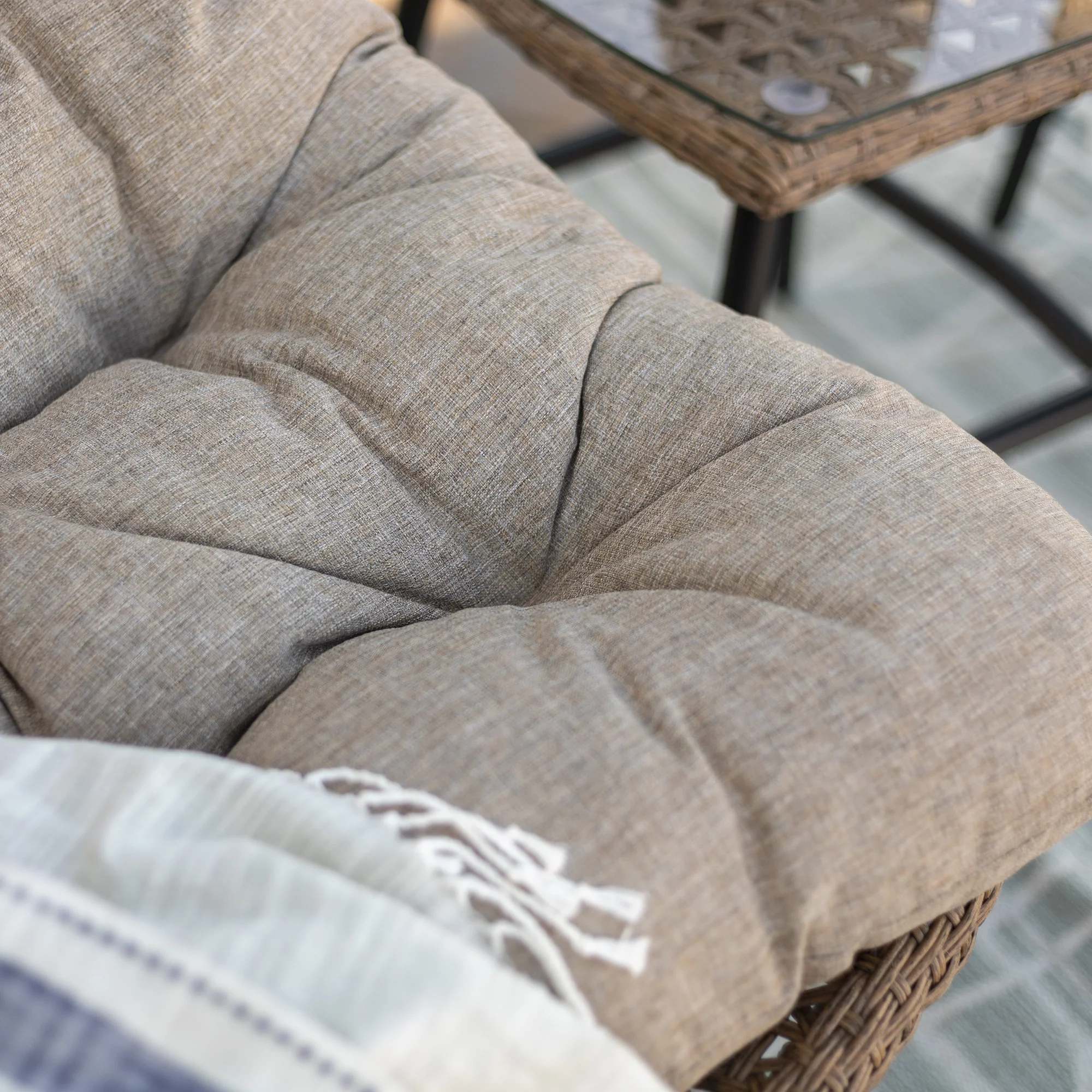 Manor Park Outdoor Patio Papasan Chair Set with End Table