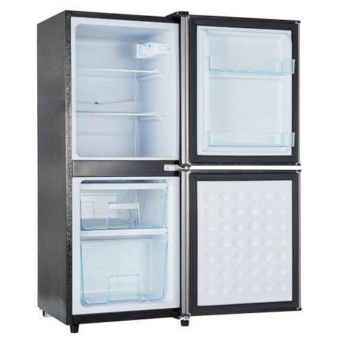 French Door Refrigerator with Dual Zone, 4.5 cu ft Fridge and 1.2 cu ft Freezer, 7 Temp Settings, 45 dB, Stainless Steel