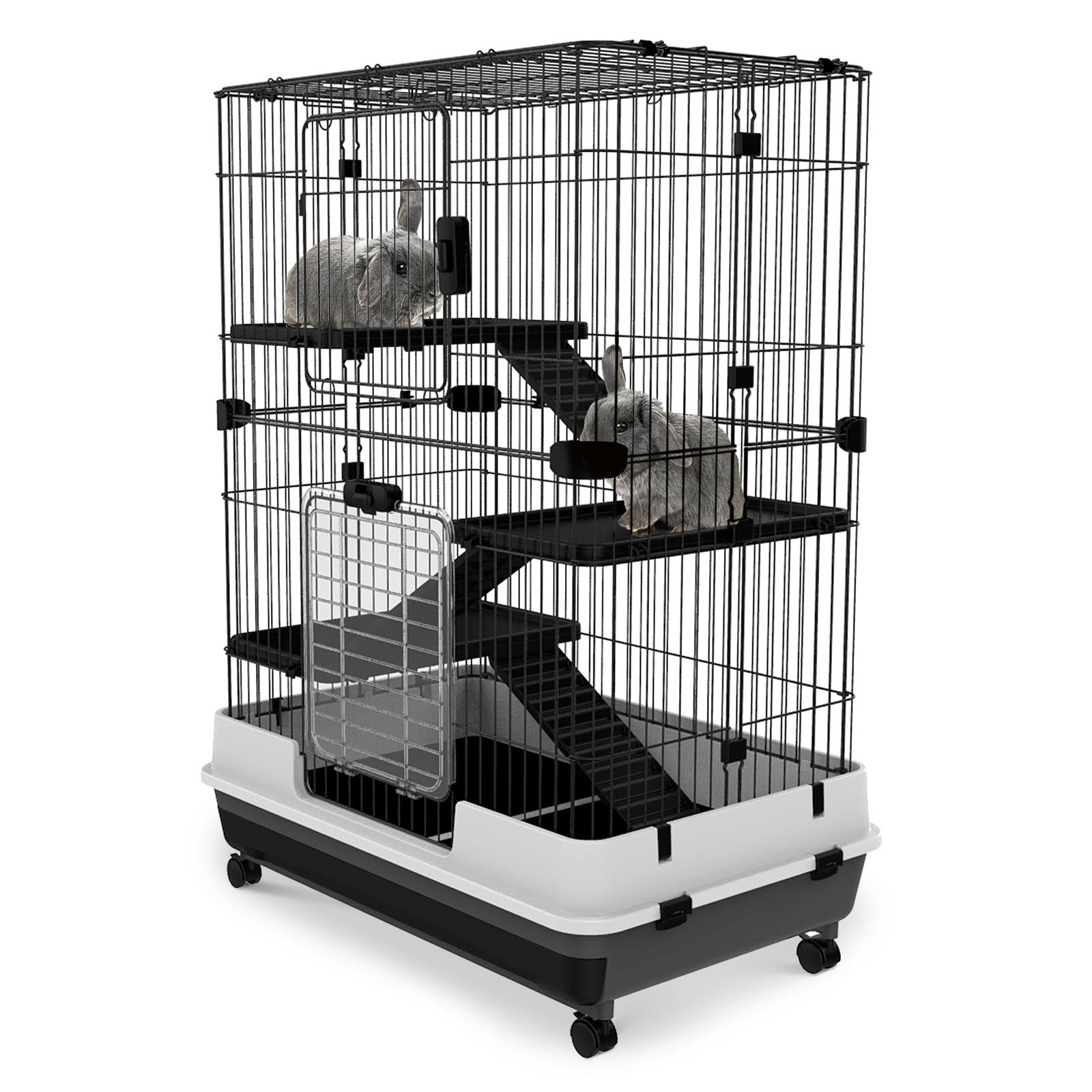 PawHut Metal 4-level Rabbit Cage Indoor Small Animal Hutch