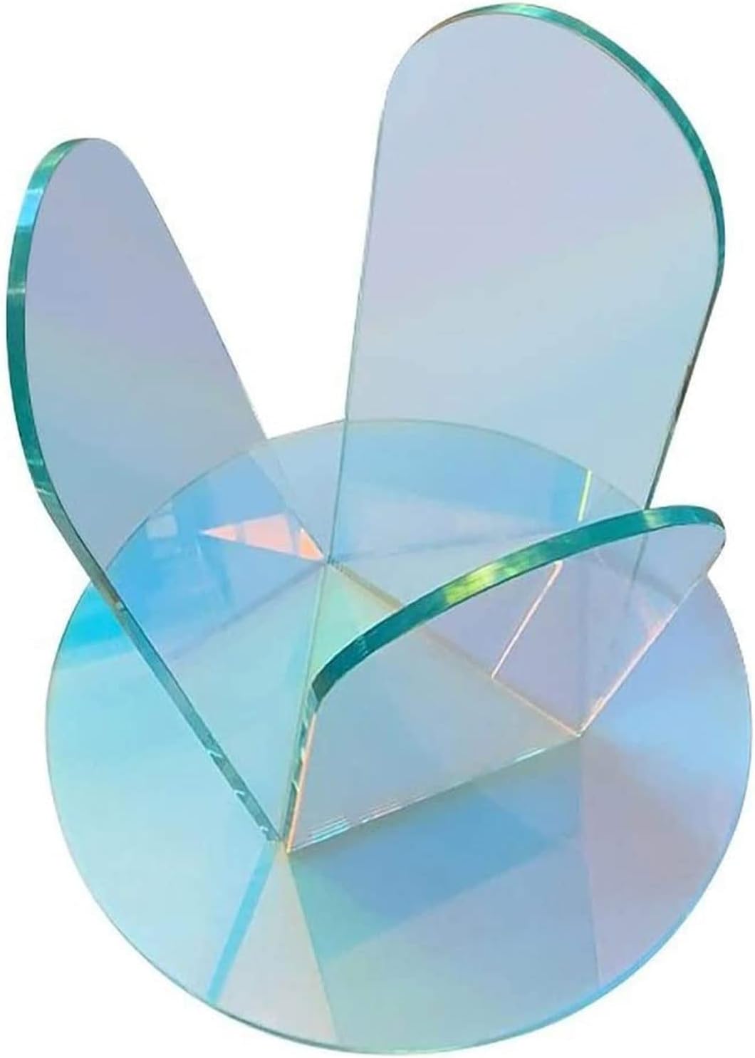 Acrylic Side Table Colorful Glass Round End Table, Beautiful Small Narrow Bedside Couch Sofa Side Tables for Drink Snack Magazine Living Room Bedroom, Clear Suncatcher Night Stands, 18 inch