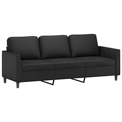 vidaXL 2 Piece Sofa Set in Black Faux Leather - Modern Living Room Furniture with Stable Metal Frame and Comfortable Cushions