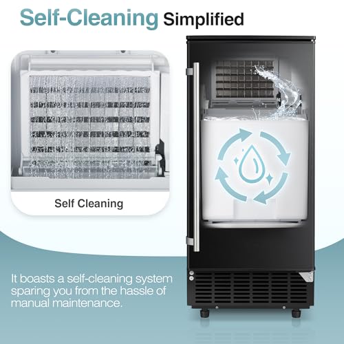 AGLUCKY Commercial Built-in Ice Maker Machine,80Lbs/Day,Under Counter Ice Maker Machine with Drain Pump & 24H Timer,Reversible Door,Self Cleaning Ice Machine for Home & Office