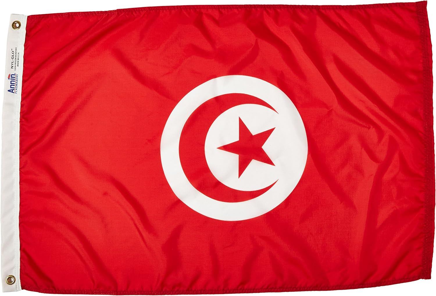 Annin Flagmakers Model 198585 Tunisia Flag 3x5 ft. Nylon SolarGuard Nyl-Glo 100% Made in USA to Official United Nations Design Specifications.