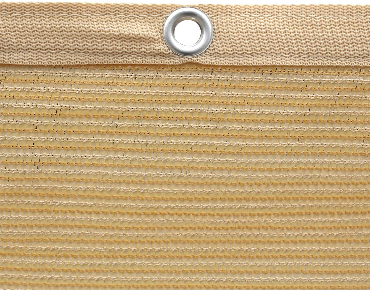 Shatex 90% Shade Fabric Sun Shade Cloth Taped Edge with Grommets Sun-Block Mesh Shade for Pergola Cover Canopy 12&rsquo; x 20&rsquo;, Wheat, 12 Bungee Balls