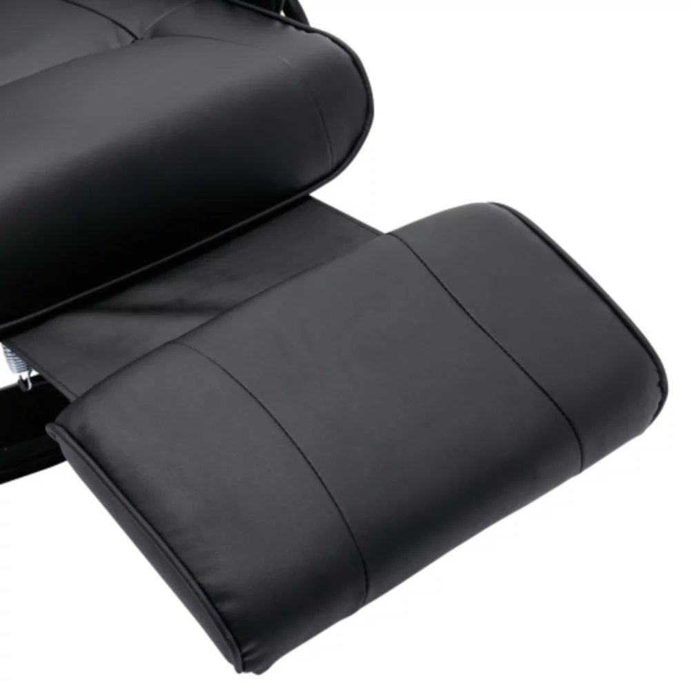 Faux Leather Manual Recliner,Adjustable Swivel Lounge Chair with Footrest,Can Rotate 360 Degrees,L-right Angle Curved Wooden Frame, Armrest and Wrapped Wood Base for Living Room,Black