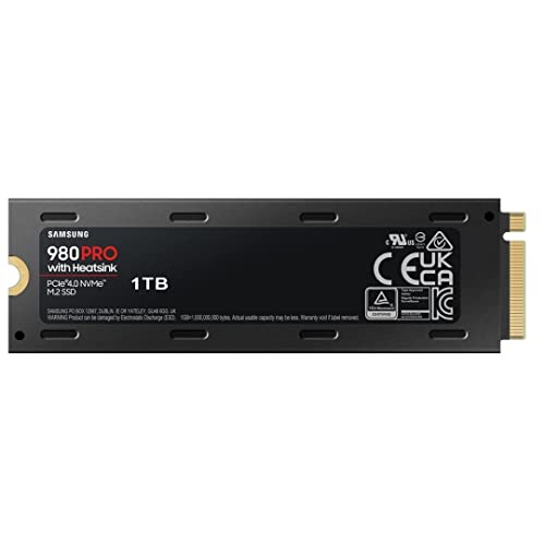 Samsung 980 PRO SSD with Heatsink 1TB PCIe Gen 4 NVMe M.2 Internal Solid State Hard Drive, Heat Control, Max Speed, PS5 Compatible, MZ-V8P1T0CW