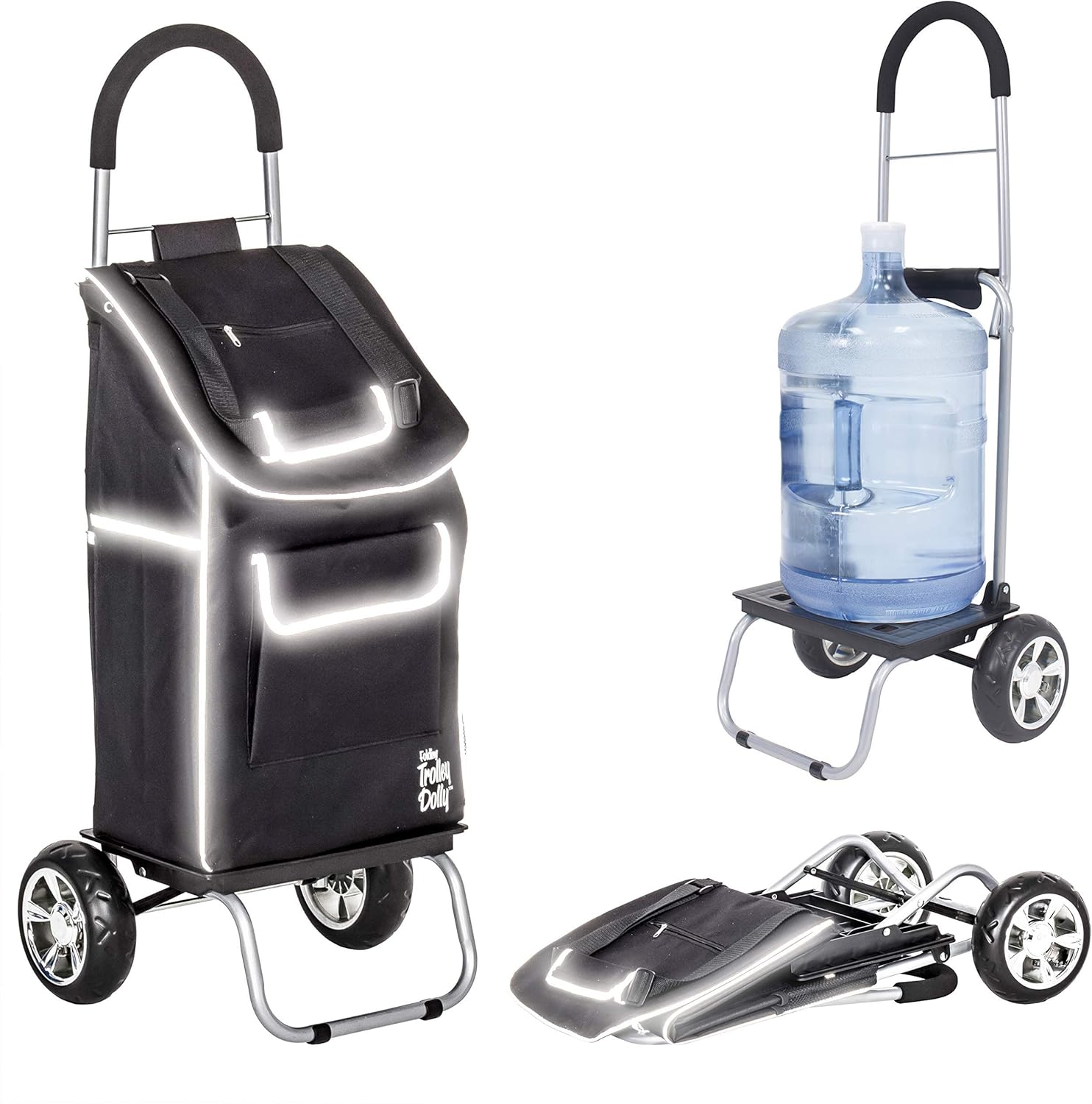 dbest products Trolley Dolly Purple Foldable Shopping cart for Groceries with Wheels and Removable Bag and Rolling Personal Handtruck Standard