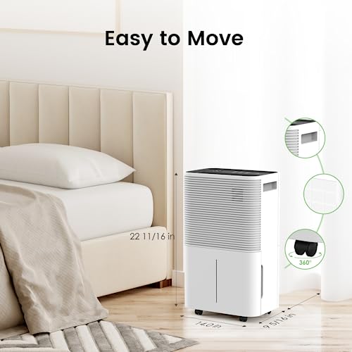 FREE VILLAGE Dehumidifier, 45 Pint (50 Pint Under 90°F/90% RH) Dehumidifiers for Home Up to 3500 Sq. Ft, Auto Drainage, Digital Control Panel, 24 Hr Timer, Dehumidifier for Basement, Bathroom, Bedroom