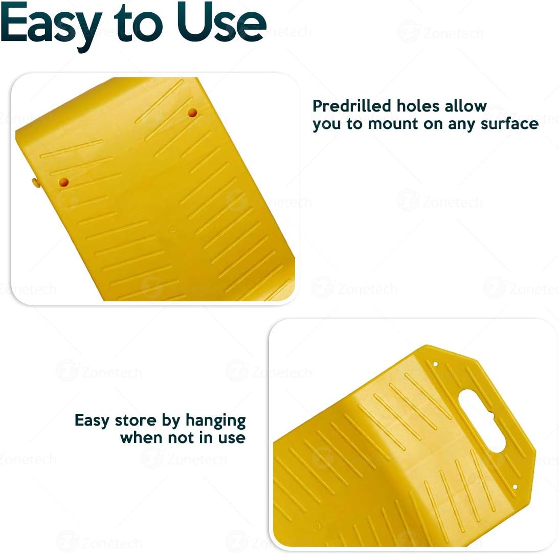 Zone Tech Tire Saver Ramps - Premium Quality Anti- Slip Design Portable Highly Visible Yellow Tire Cradle Vehicle Travel Ramps for Storage-Flat Spot and Flat Tire Prevention Pack of 2