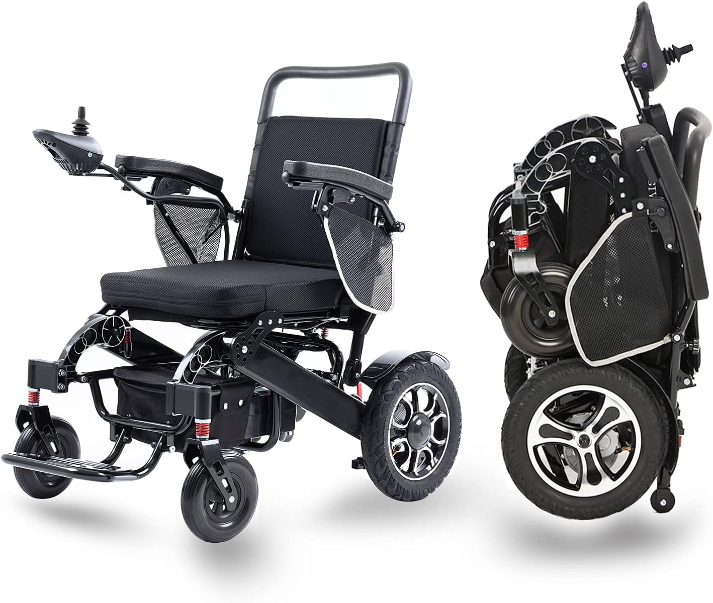ActiWe Electric Wheelchairs for Adults &ndash;Portable Foldable Motorized Wheelchair &ndash; All Terrain Long Range (Up to 20 Miles w/ 20AH Battery) Super Powerful (600 W) Wheel Chair (Black Frame)
