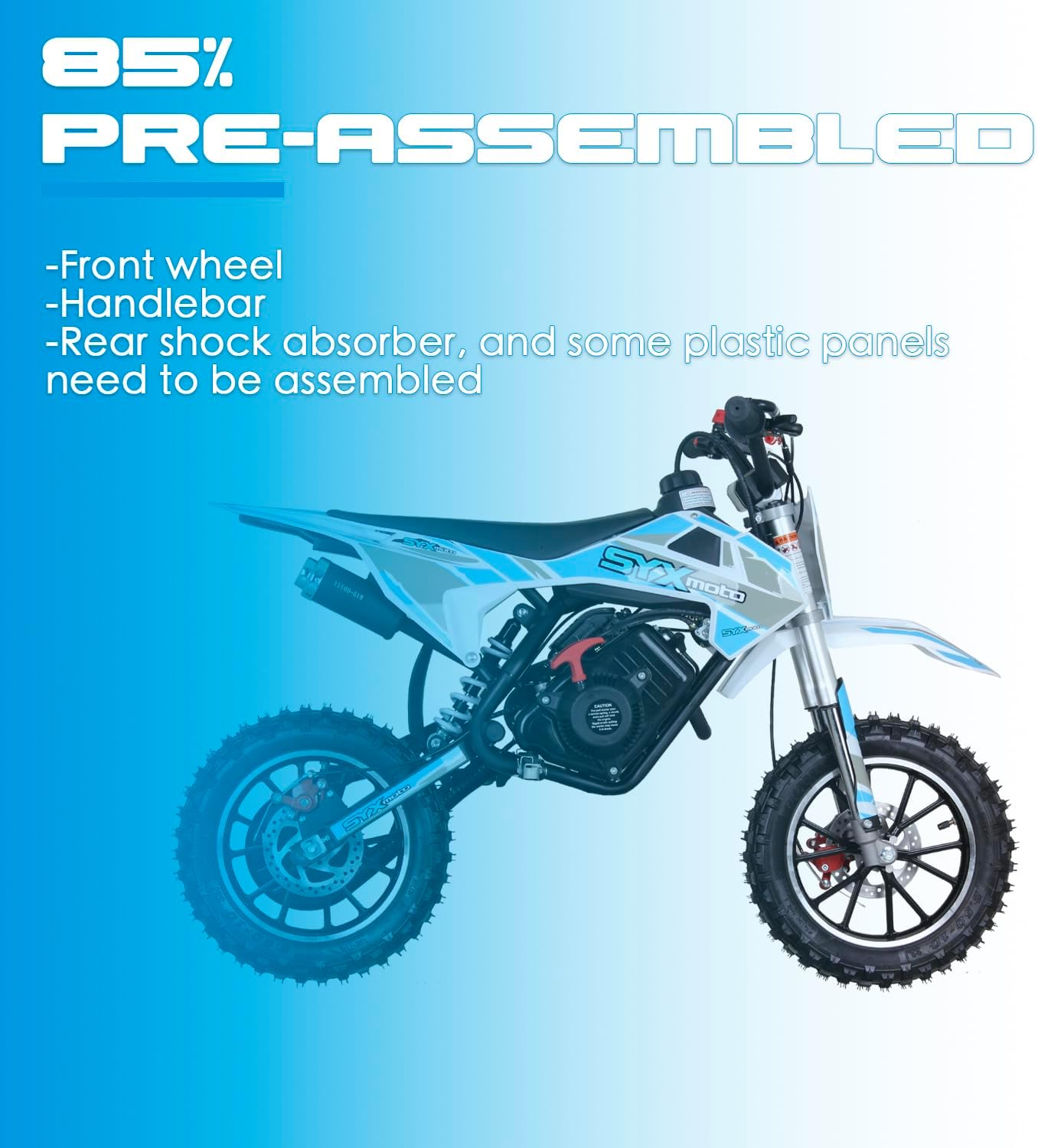SYX MOTO VK 58cc 4 Stroke Real Motorcycle Engine Gas Powered Powerful Mini Dirt Bike(BLUE/WHITE)
