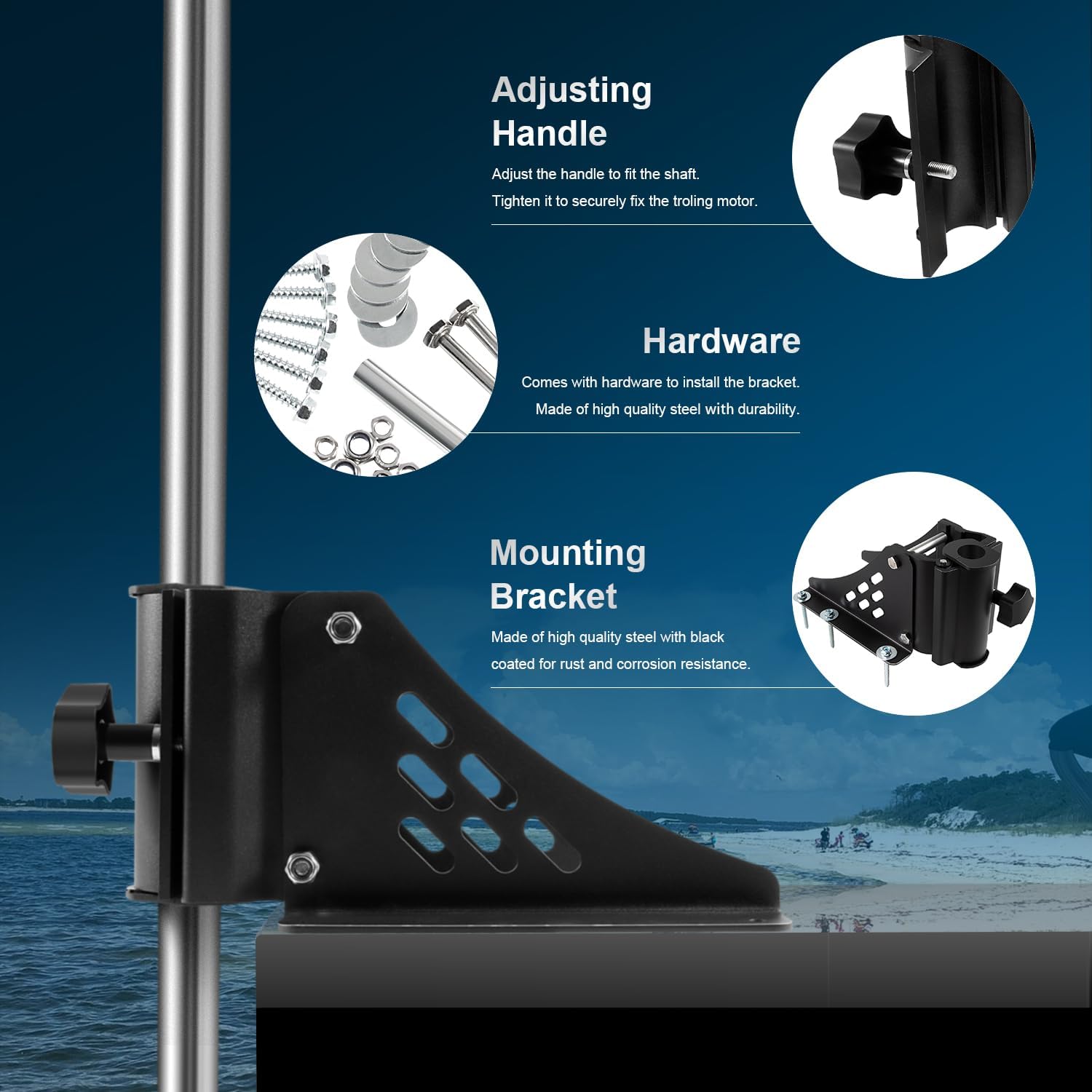 Universal Trolling Motor Deck Mount Replacement for Newport Vessels Pontoon Motor Bracket for Shafts Between 1.15" - 1.25" in Diameter