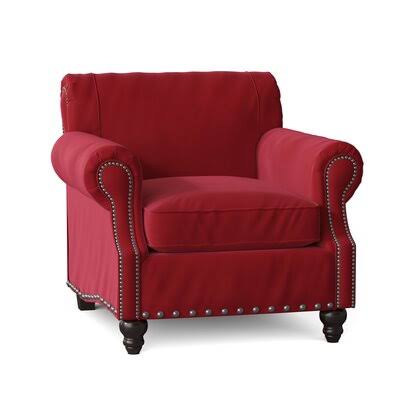 Birch Lane Finkelstein Armchair Body Fabric: Bayou Natural, Nailhead Detail: Black Nickel