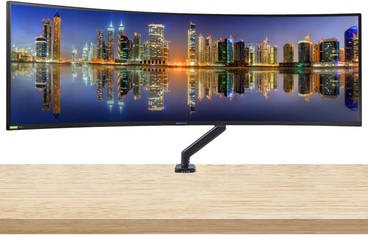 Samsung Odyssey G9 49-inch Curved 1440P Dual QHD 240Hz 1ms QLED Gaming Monitor with DisplayPort, HDMI, USB Hub - Desk Mount Monitor Stand (C49G97TSSN), black