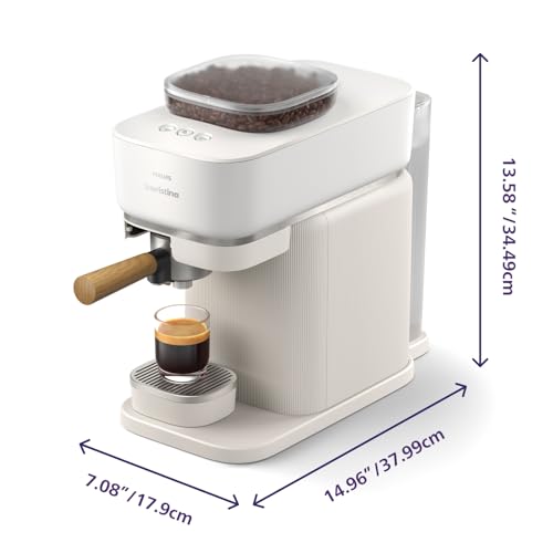 Philips Baristina Espresso Machine, Grind, Tamp & Brew Coffee Beans in One Swipe, Compact, 16 Bar Pump Pressure, Automatic Grinder, Black with Black Portafilter (BAR300/60)