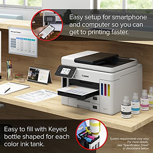 Canon Megatank GX7120 Wireless All-in-One Printer, Print, Copy, Scan and Fax with 2.7" LCD Touch Screen and Auto Document Feeder, White