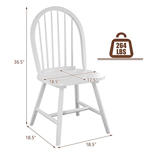 Windsor Dining Chairs Set of 2, 18 Inch Wood Spindle Back Dining Chairs,Vintage Country Farmhouse Armless Side Chairs with Wide Seat, Solid Wood Legs High Back Seating Chairs (Black)