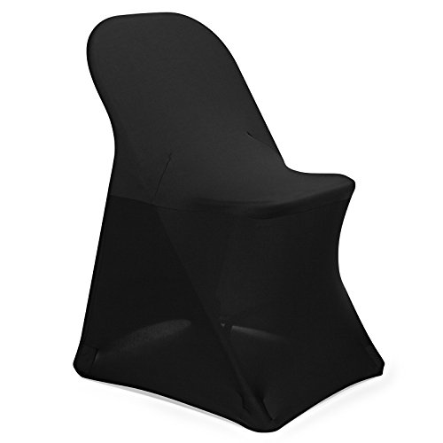 Lann's Linens 100 pcs Black Spandex Folding Chair Covers for Wedding, Party, and Banquet
